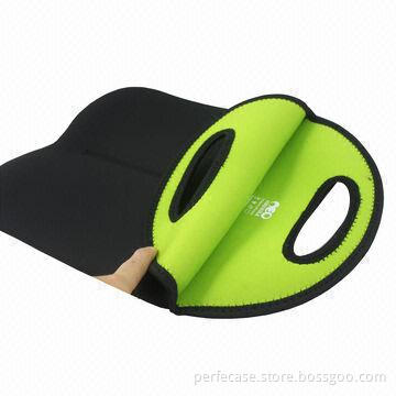 Wine Bag, 3mm Neoprene, Black Outside with Green Inside by Contrast for Promotional